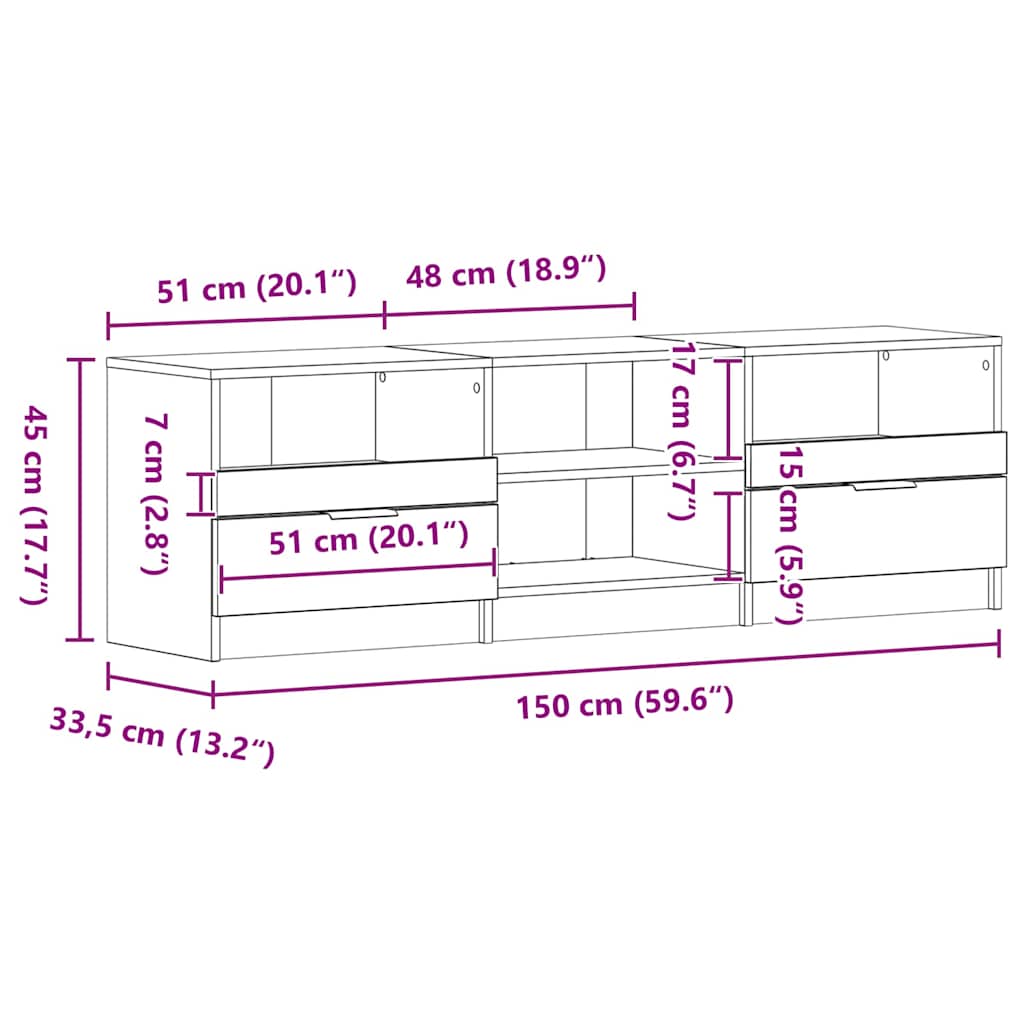 TV-Schrank 150 x 33, Holzwerkstoff