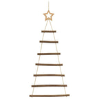 Hängende Weihnachtsbäume mit Spitzensternen, 2 Stück, Naturzweig