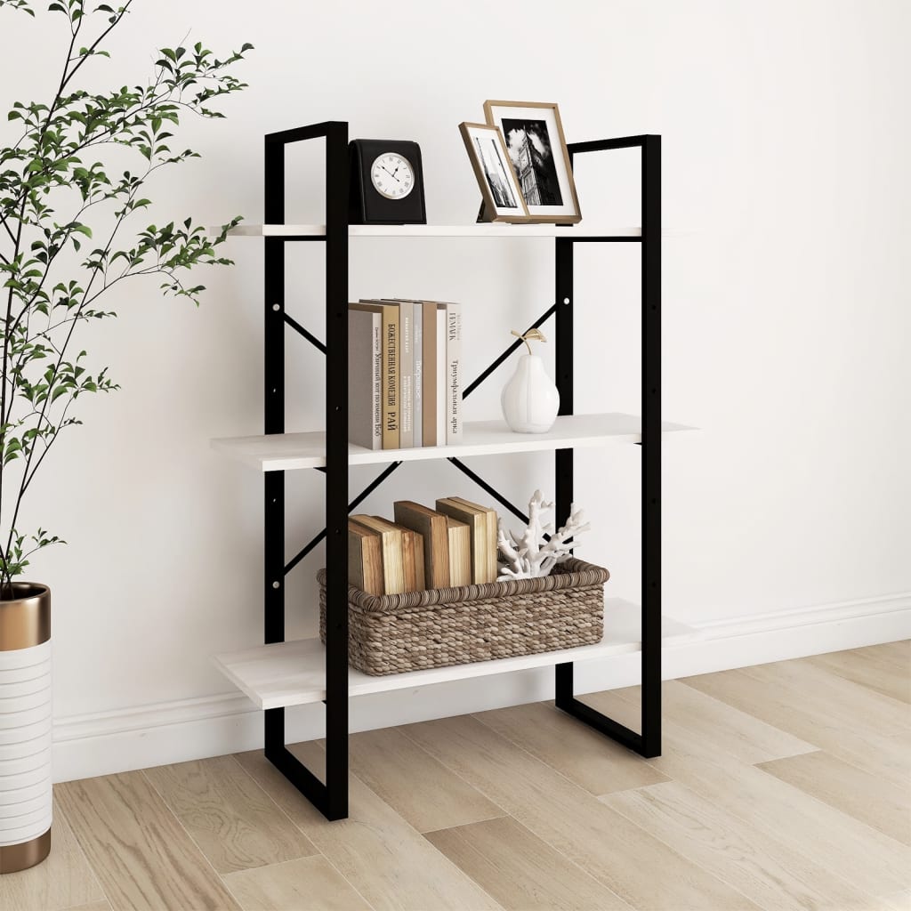 Bücherregal mit 3 Ablagen, 80 cm, massives Kiefernholz