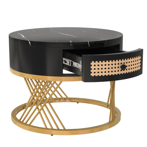 Runder Couchtisch aus Faserplatte und Metall