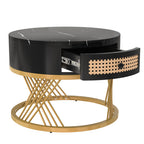 Runder Couchtisch aus Faserplatte und Metall