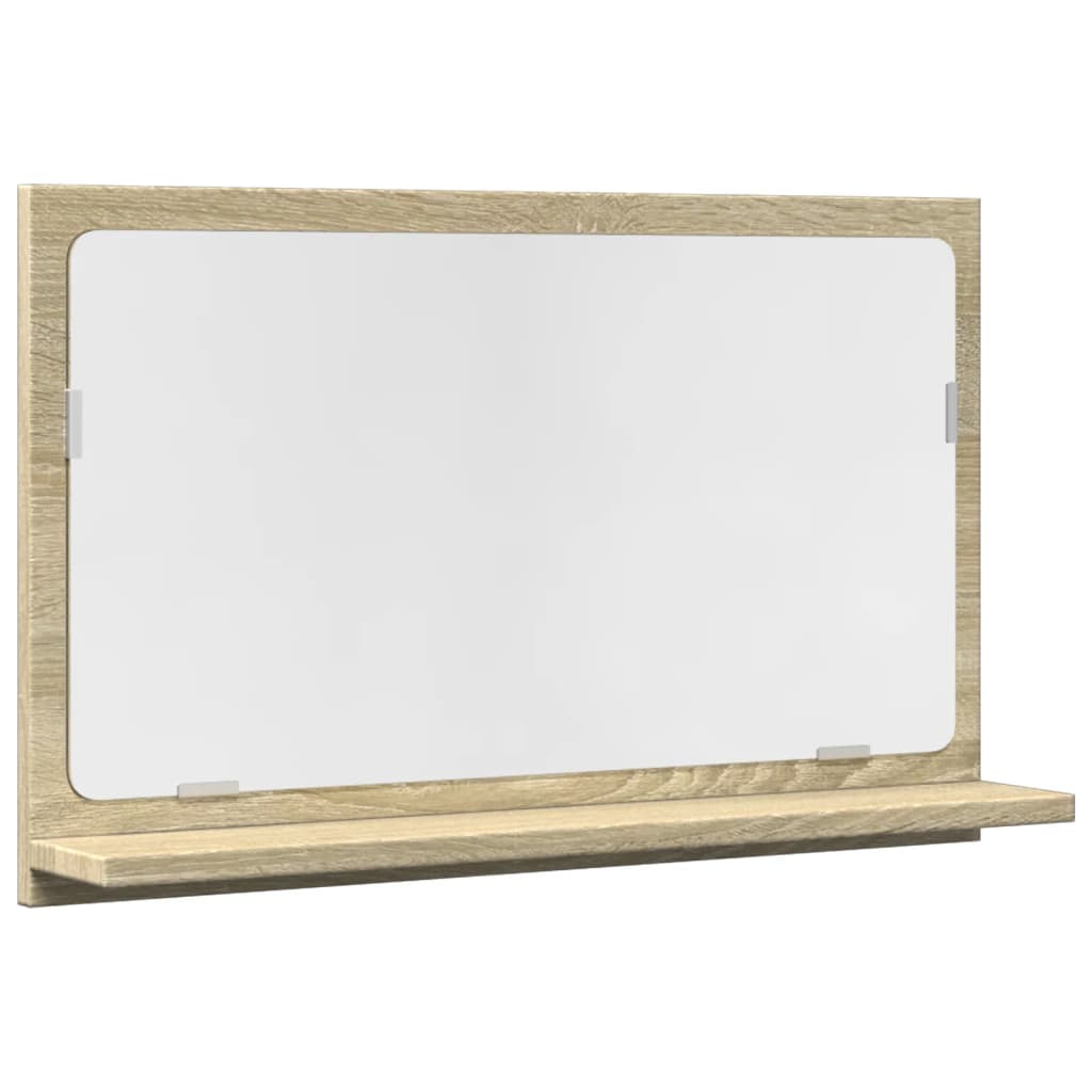 Badezimmerspiegel mit Ablage, Sonoma-Eiche, 60 x 11 x 37 cm, Holzverbundwerkstoff