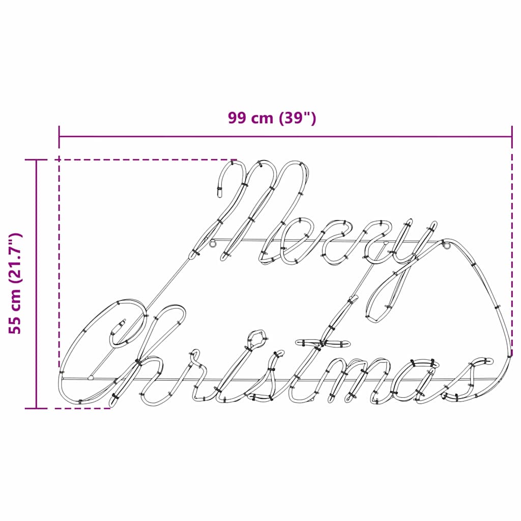 Weihnachtsschild mit 216 LEDs, 99 x 55 x 13 cm, Eisen