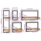 Wandregal-Set, 5-teilig, massives Akazienholz