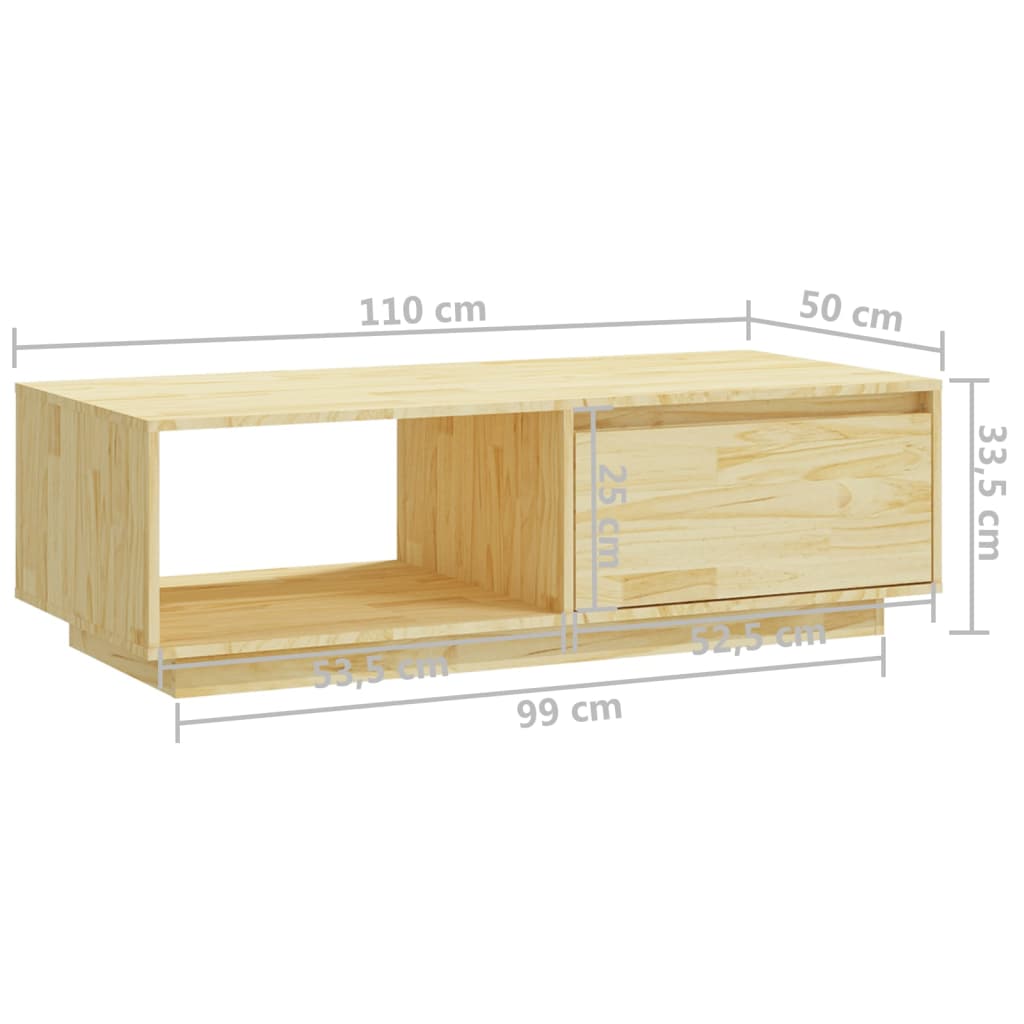 Couchtisch 110x50x33,5 cm Massives Kiefernholz