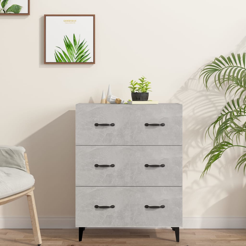 Sideboard Betongrau 69,5x Holzwerkstoff, Geräucherte Eiche