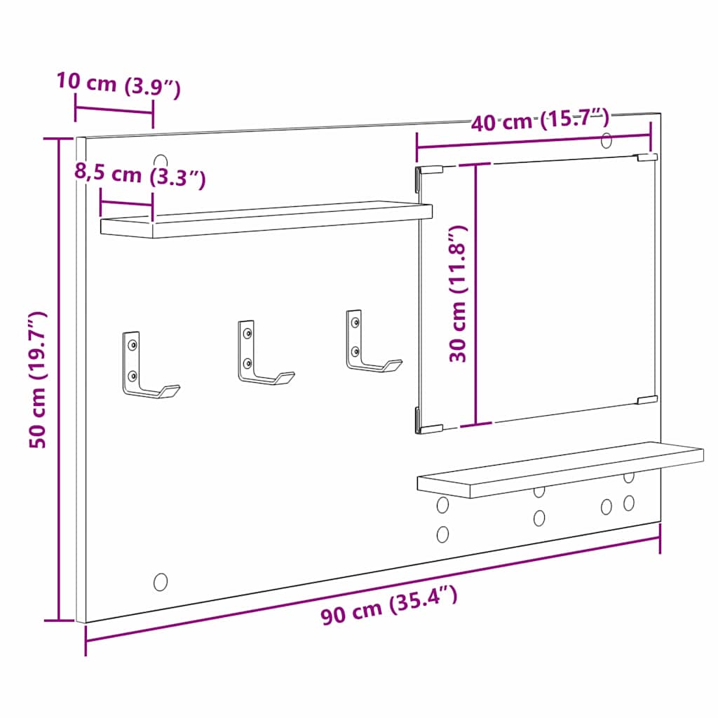 Wandmontierter Kleiderständer mit Ablage