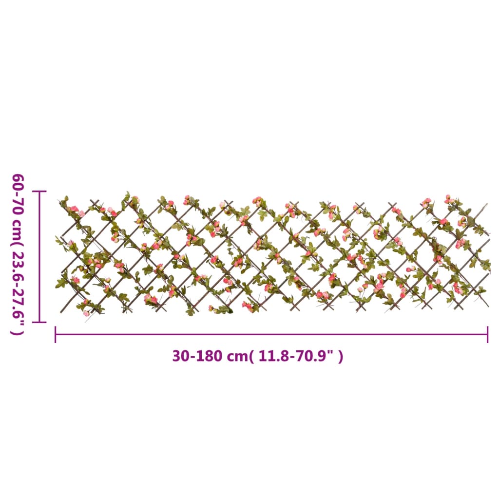 Rankgitter mit künstlichem Efeu, ausziehbar, dunkelrosa