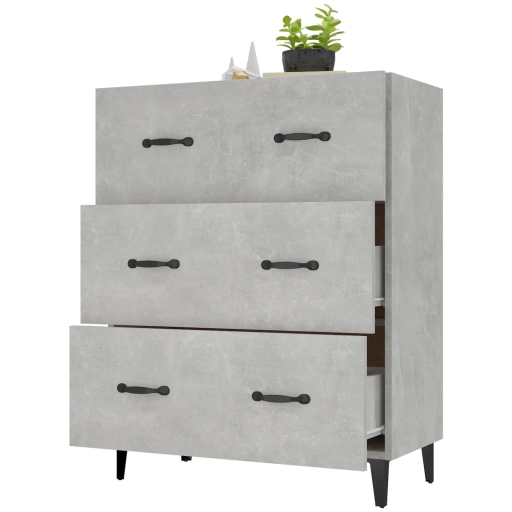 Sideboard Betongrau 69,5x Holzwerkstoff, Geräucherte Eiche