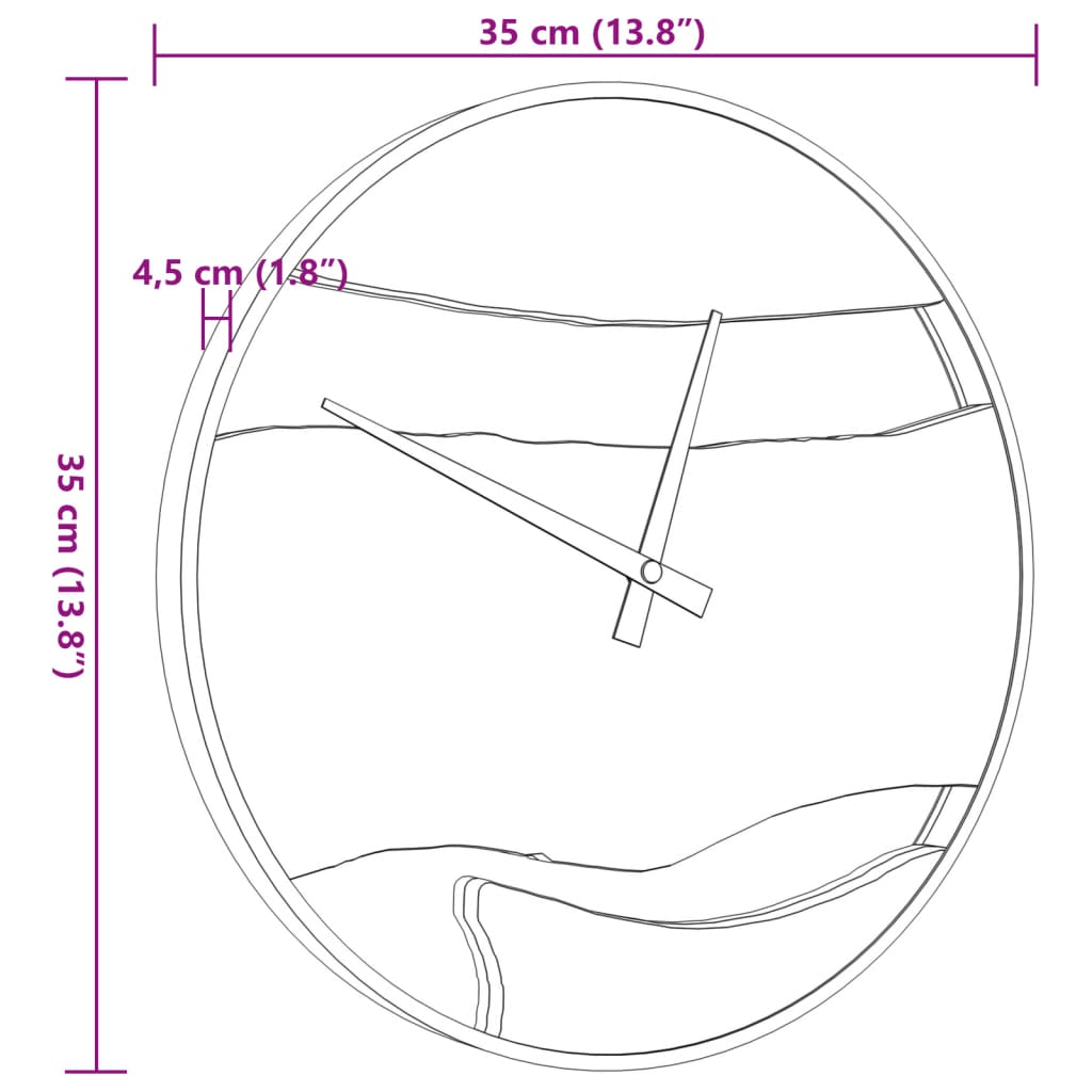 Wanduhr Ø 35 cm, Eisen und Olivenholz